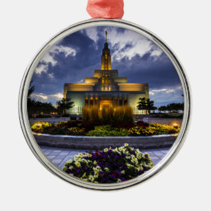 Ornement Rond Argenté Temple mormon de Draper Lds - Utah