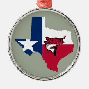 Ornement Rond Argenté Texas Fishing