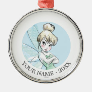 Ornement Rond Argenté Tinker Bell   Armoiries pastel croisées