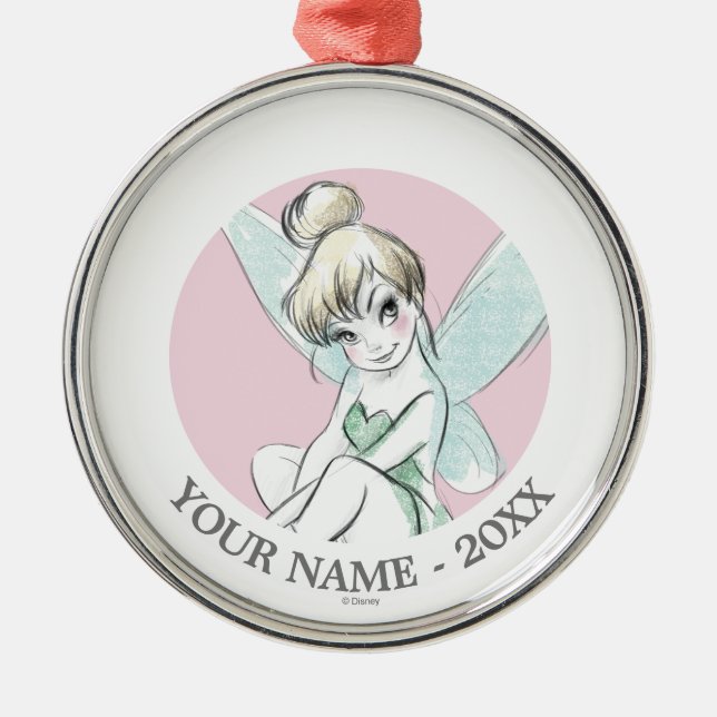 Ornement Rond Argenté Tinker Bell | Pastel assis (Devant)