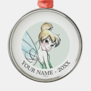 Ornement Rond Argenté Tinkerbell   Headshot Ajouter votre nom