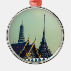 Ornement Rond Argenté Toits du Grand Palais à Bangkok Thaïlande