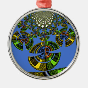 Ornement Rond Argenté Tradition bleue