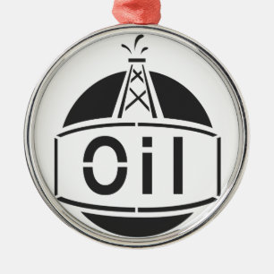 Ornement Rond Argenté Travailleur de plate-forme pétrolière