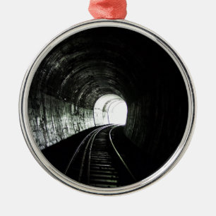 Ornement Rond Argenté tunnel Locomotive
