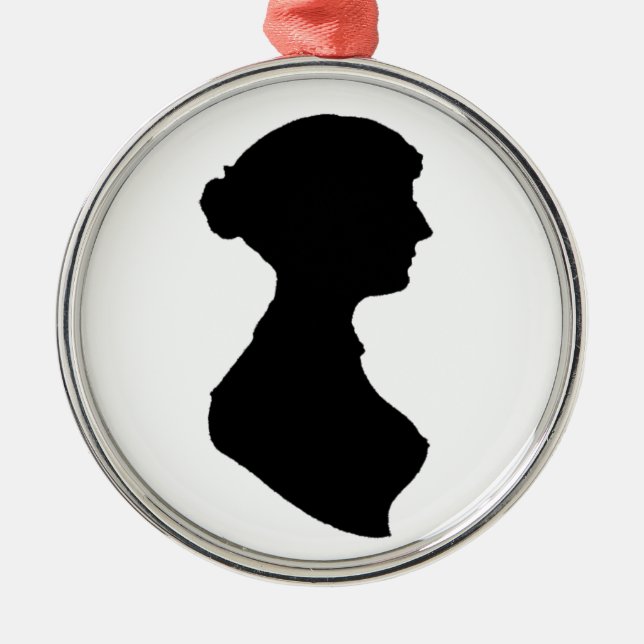 Ornement Rond Argenté Victorian Regency Femme Silhouette Art indépendant (Devant)