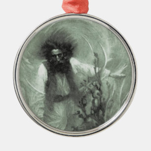 Ornement Rond Argenté Vintage Pirates, capitaine Goldsack par Howard Pyl