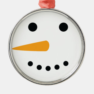 Ornement Rond Argenté Visage de neige