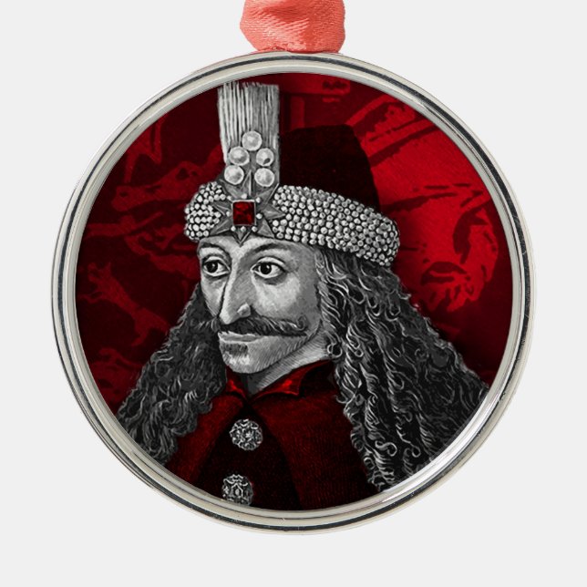 Ornement Rond Argenté Vlad Dracula gothique (Devant)