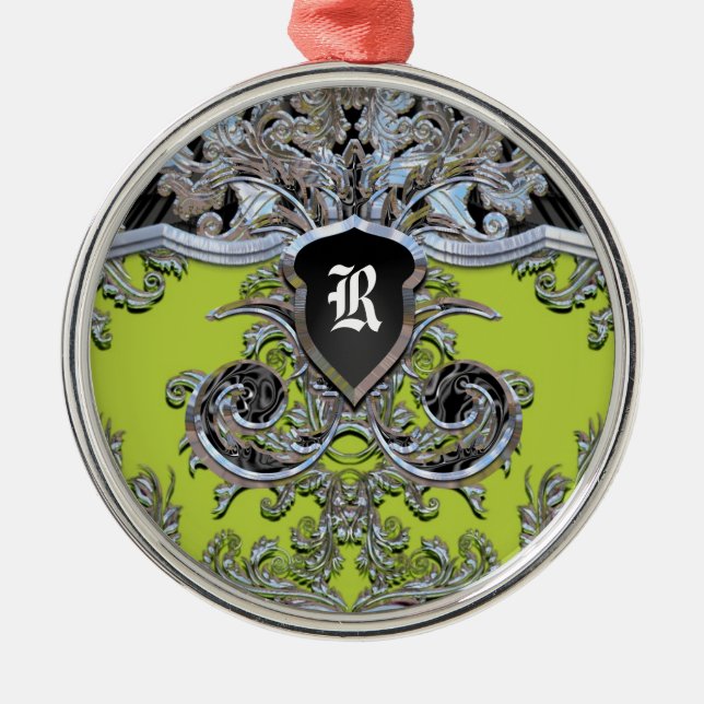 Ornement Rond Argenté Waydhill Vineyard Monogram Victorian (Devant)