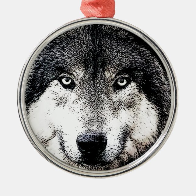 Ornement Rond Argenté Wolf Eyes (Devant)