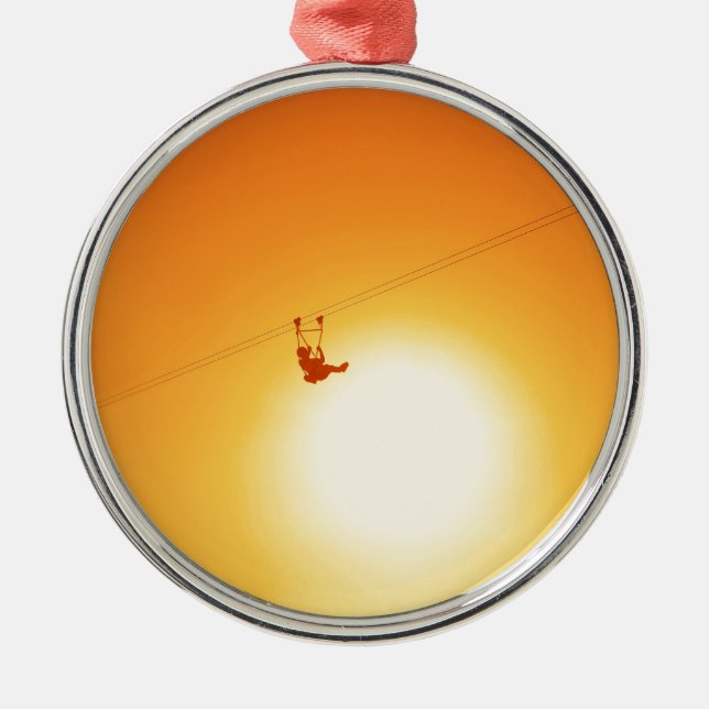 Ornement Rond Argenté zipline (Devant)