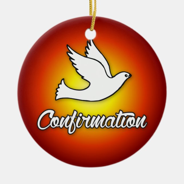 Ornement rond, Confirmation, Dove, Rouge, Religieu (Devant)