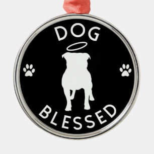 Ornement rond d'ange de pitbull béni "par chien"