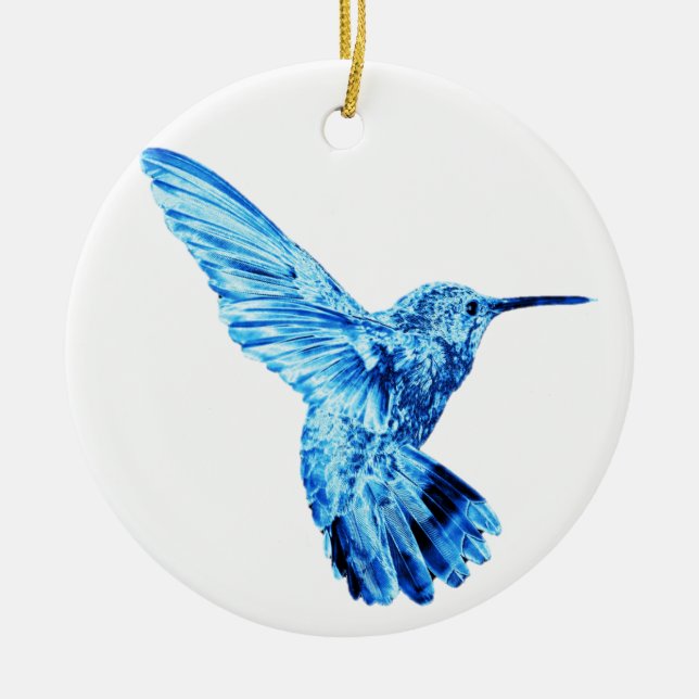 Ornement rond de colibri bleu (Devant)