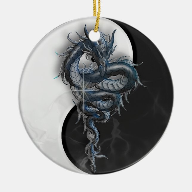 Ornement rond de dragon chinois de Yin Yang (Devant)