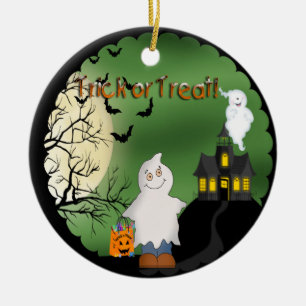 Ornement rond de fantôme de garçon de Halloween