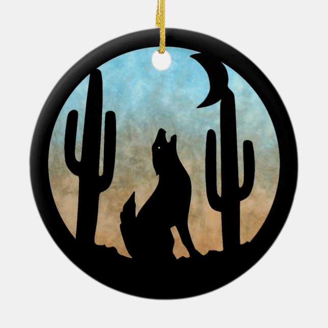 Ornement rond de lune de coyote (Dos)