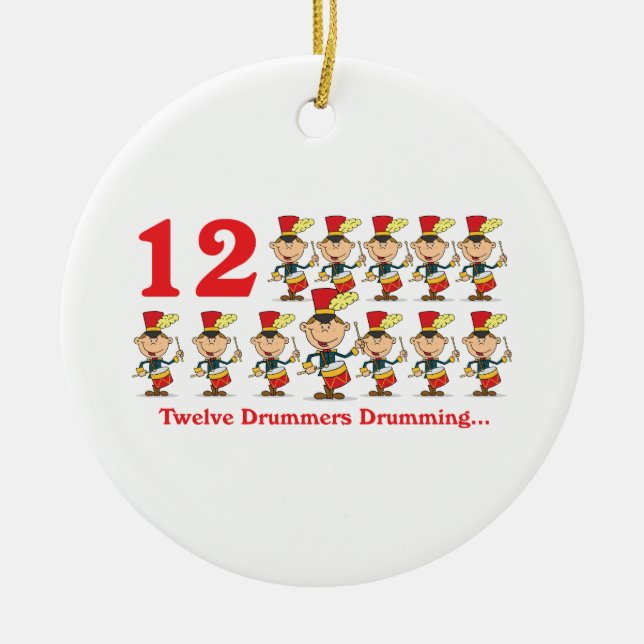 Ornement Rond En Céramique 12 jours douze batteurs tambourinant (Devant)