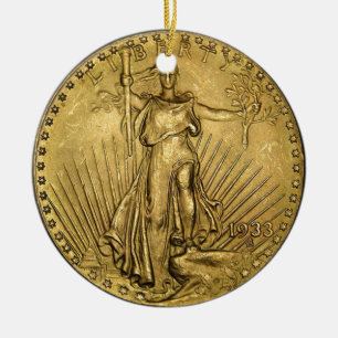 ORNEMENT ROND EN CÉRAMIQUE 20 $ GOLD PIECE