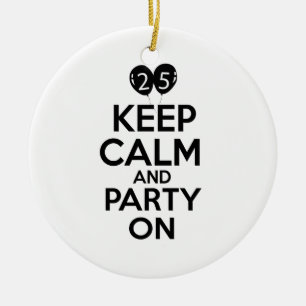 Ornement Rond En Céramique 25èmes conceptions d'anniversaire