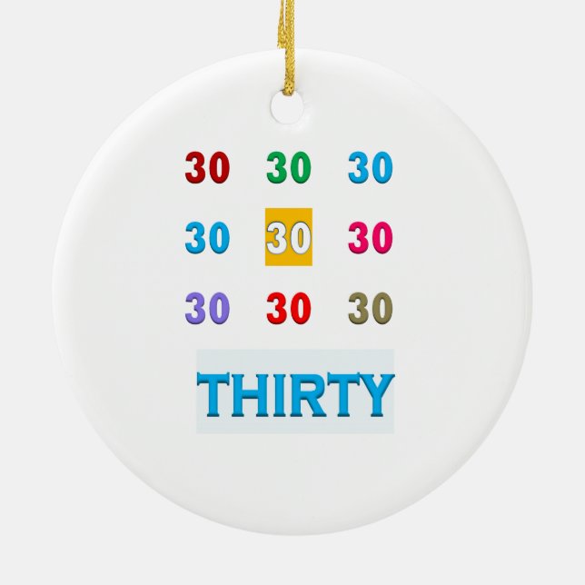 Ornement Rond En Céramique 30 30èmes trentième CADEAUX UNIQU d'anniversaire (Dos)