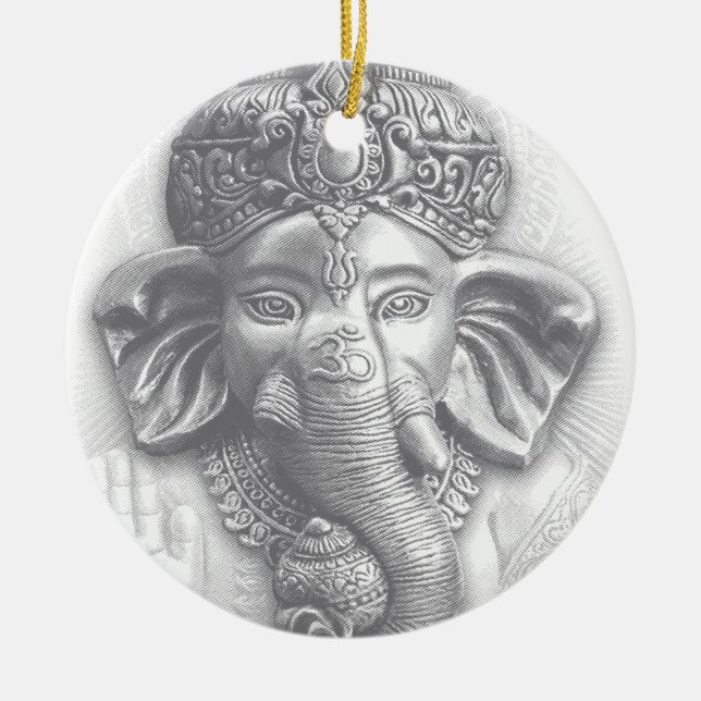 Ornement Rond En Céramique 3d Lord Ganesha - om (Devant)