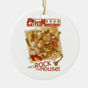 Ornement Rond En Céramique 4 petits monstres - basculons la Chambre