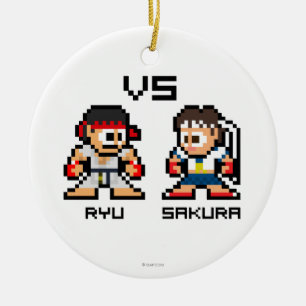 Ornement Rond En Céramique 8bit Ryu CONTRE Sakura