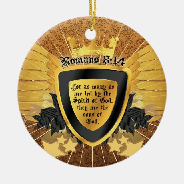 Ornement Rond En Céramique 8h14 de Romains d'or, fils de Dieu (Devant)