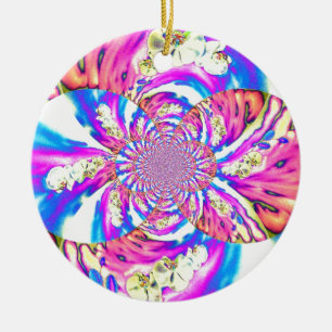 Ornement Rond En Céramique Abstraite orchidée rose mandala rose rétro