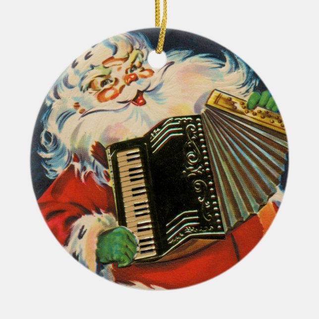 Ornement Rond En Céramique Accordéon Père Noël (Devant)