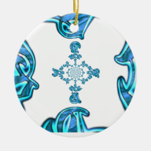 Ornement Rond En Céramique Action Retro Vintage Hakuna Matata Blue Gift.png