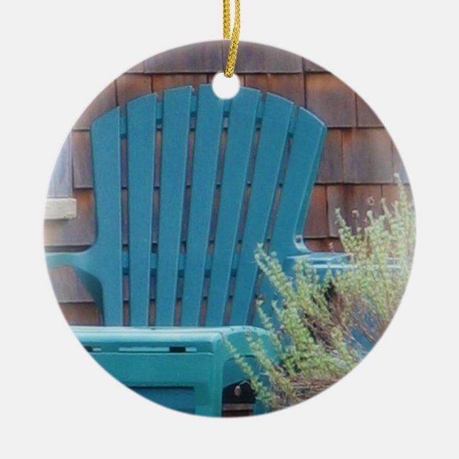 Ornement Rond En Céramique Adirondack bleu (Devant)