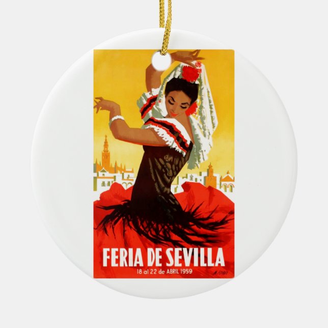 Ornement Rond En Céramique Affiche 1959 juste de l'Espagne Séville avril (Devant)