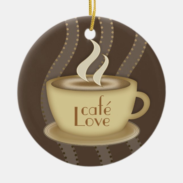 Ornement Rond En Céramique Amants de café (Devant)
