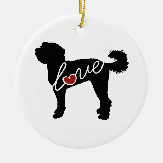 Ornement Rond En Céramique Amour de Labradoodle (Devant)