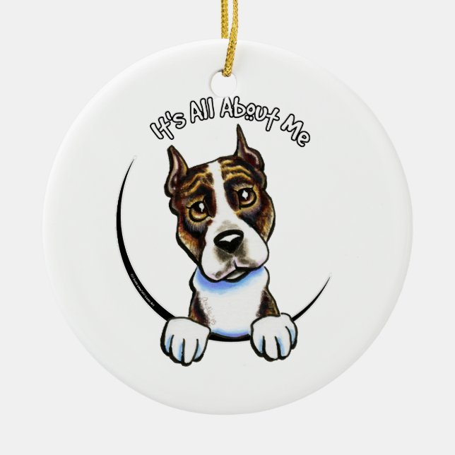 Ornement Rond En Céramique AmStaff Brindle IAAM (Devant)