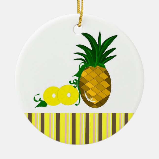 Ornement Rond En Céramique Ananas hawaïen (Devant)