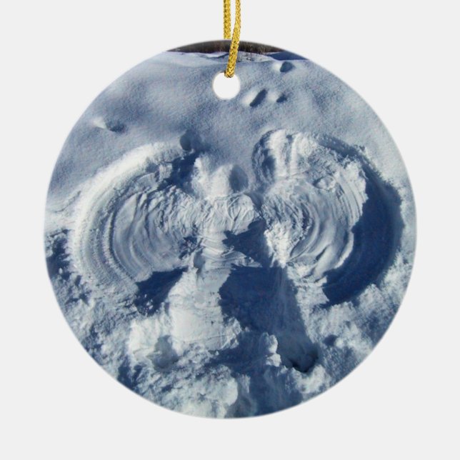 Ornement Rond En Céramique Ange de neige (Devant)