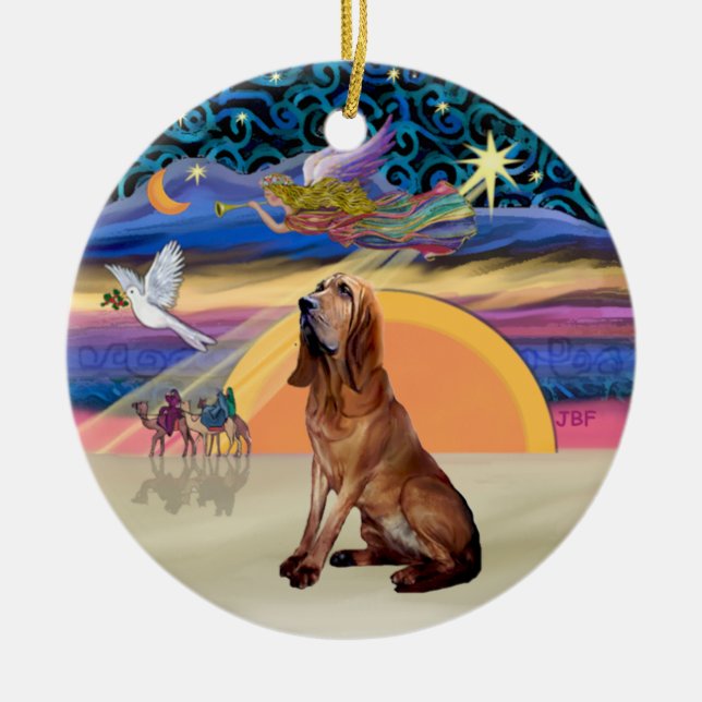 Ornement Rond En Céramique Ange XMas - Bloodhound (Devant)