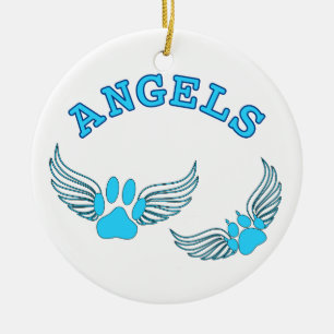 Ornement Rond En Céramique Angel Pis Animaux En Bleu