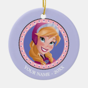 Ornement Rond En Céramique  Anna  Portrait In Circle Ajouter Votre Nom
