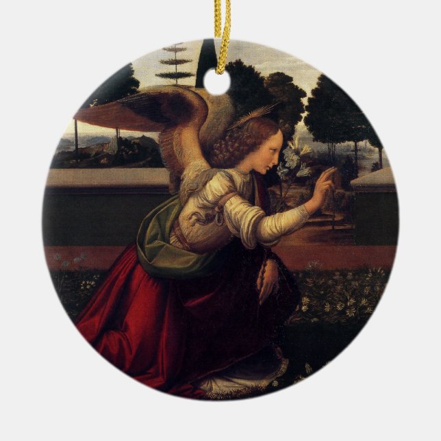 Ornement Rond En Céramique Annonce de Léonard de Vinci - ange (Devant)