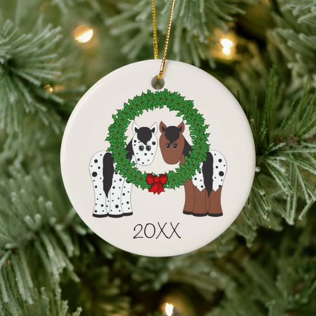 Ornement Rond En Céramique Appaloosa personnalisée Cheval Couple 1er Noël (Arbre)