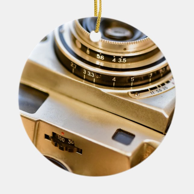 Ornement Rond En Céramique Appareil-photo vintage avec le style ! (Devant)