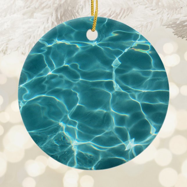 Ornement Rond En Céramique Aqua Green Pool Photo (Swimming Pool Photo Ornament )