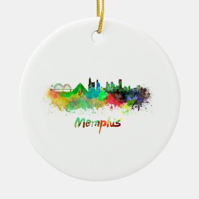 Ornement Rond En Céramique Aquarelle de Memphis (Devant)