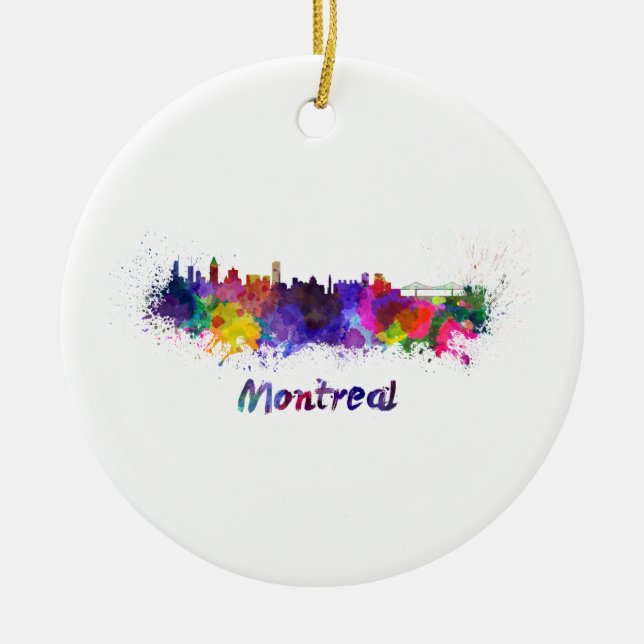 Ornement Rond En Céramique Aquarelle de Montréal (Devant)