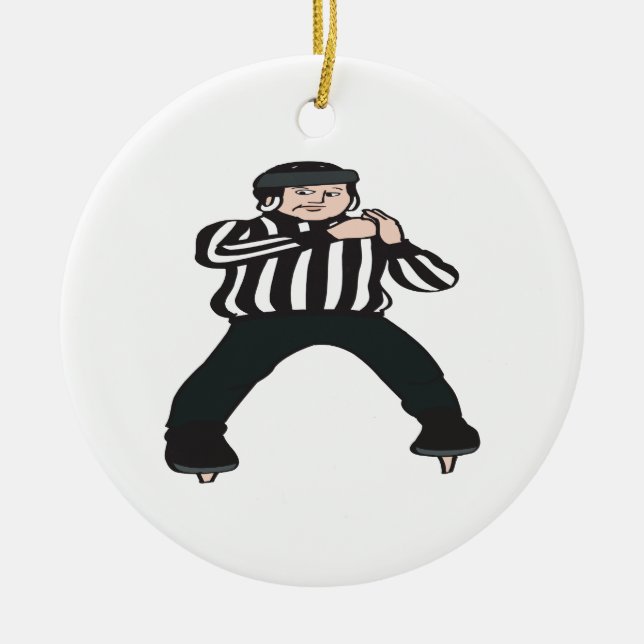 Ornement Rond En Céramique Arbitre d'hockey (Devant)